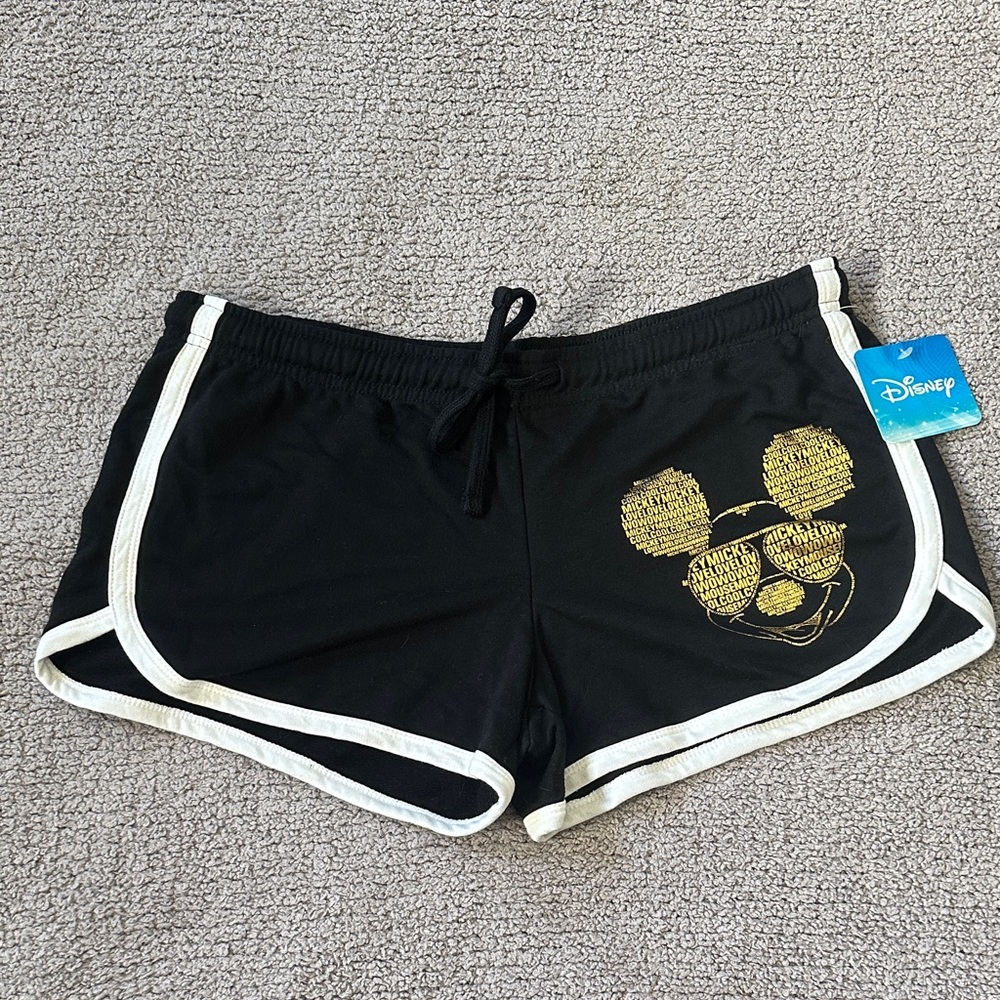 NWT Disney Women's Black Shorts with Gold Mickey Design